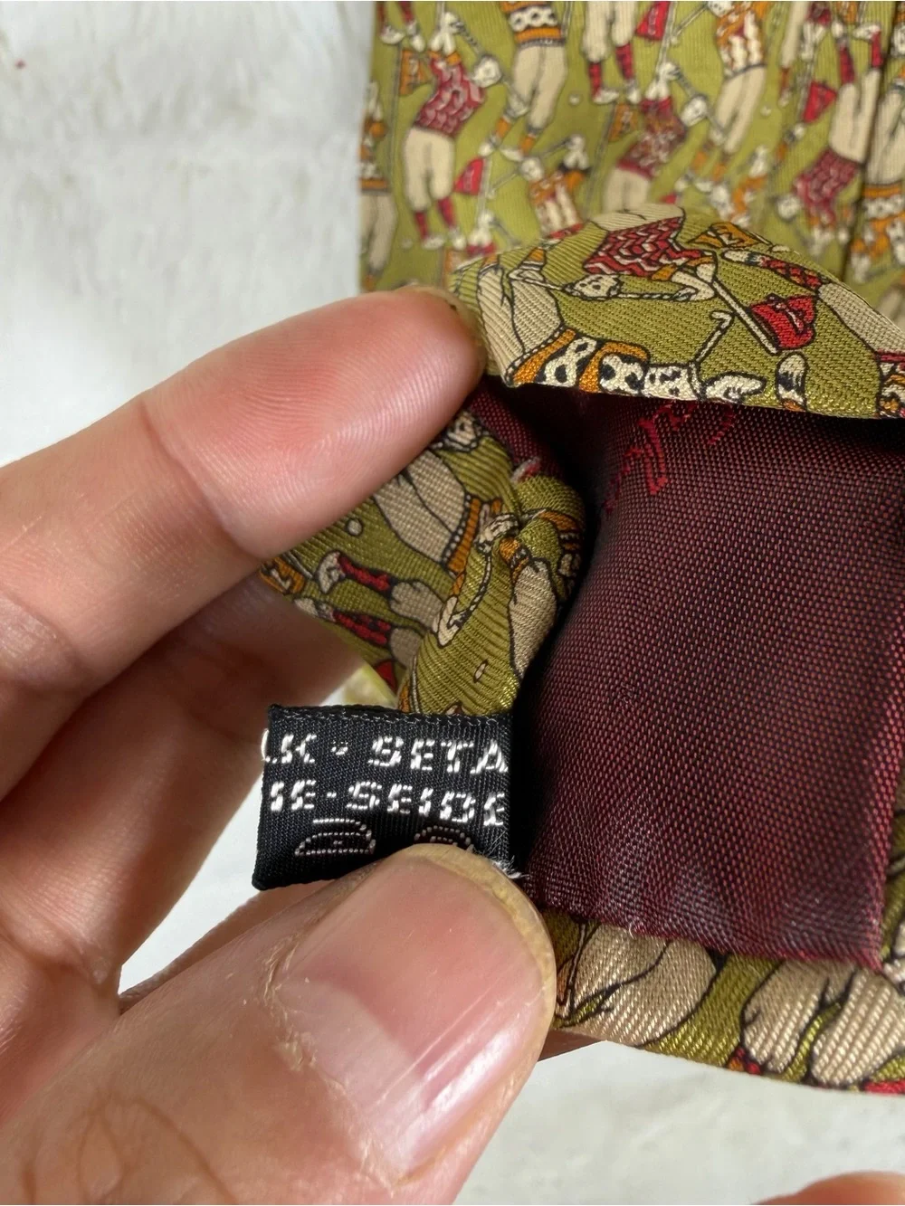 Salvatore Ferragamo Vintage Golfers Golfing Golf Silk Tie 58” Long 3.25” Wide